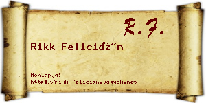 Rikk Felicián névjegykártya